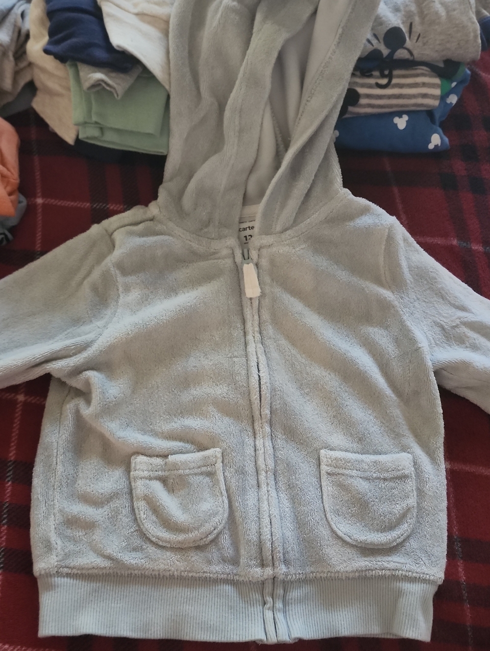 Carter's Light Blue Plush Hooded Zip Jacket for Kids